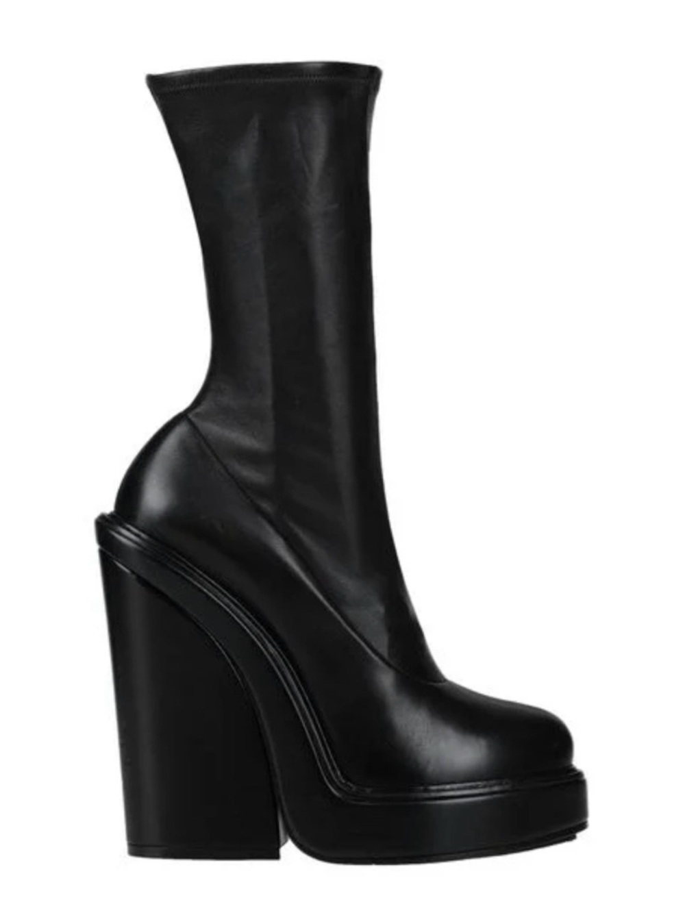 Givenchy Black Leather Platform Heel Boots - Picture 8 of 9